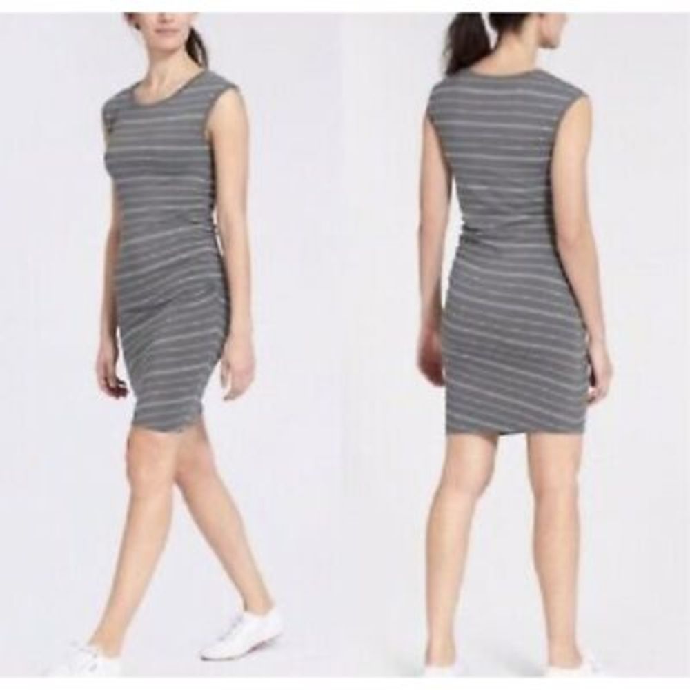 Athleta Gray Stripe Carefree Tee Dress Size Small